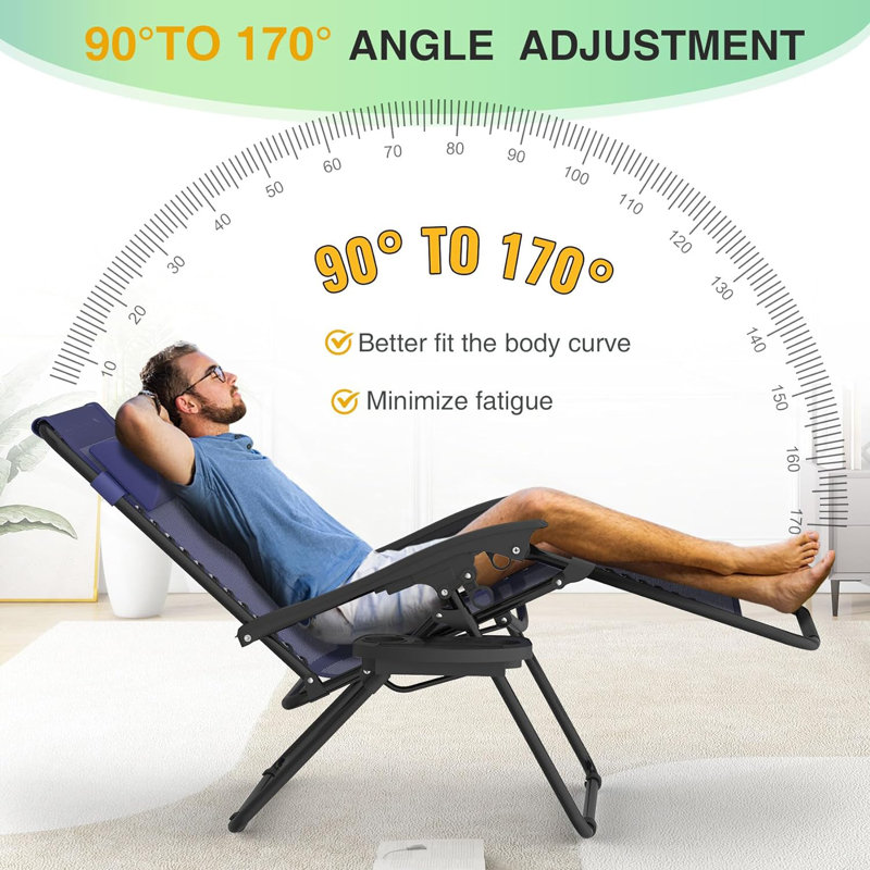 Tanesia Folding Recliner Chair, Blue