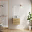 Logan Meuble-lavabo mural simple en chêne naturel avec plateau en céramique blanche-537442846-553102381