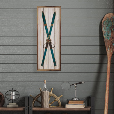 Crossed Blue Skis Whitewash