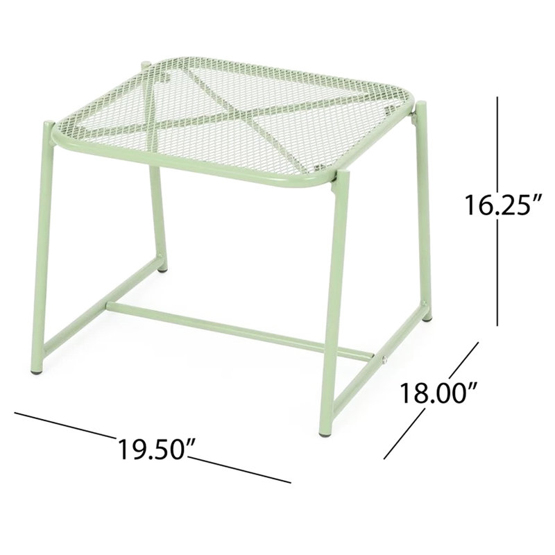 Table d'appoint en fer 15,5 po H, moderne avec ornement en maille, l 20,05 po x P 17,54 po, H 7,46 po