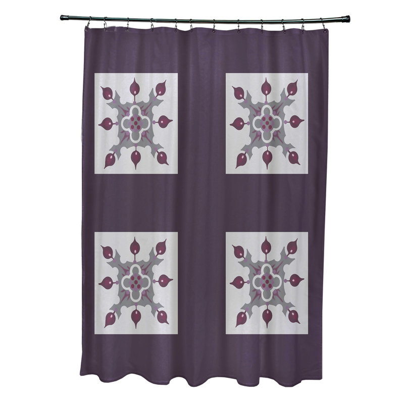 Rideau de douche simple géométrique Anita, Mauve / gris clair
