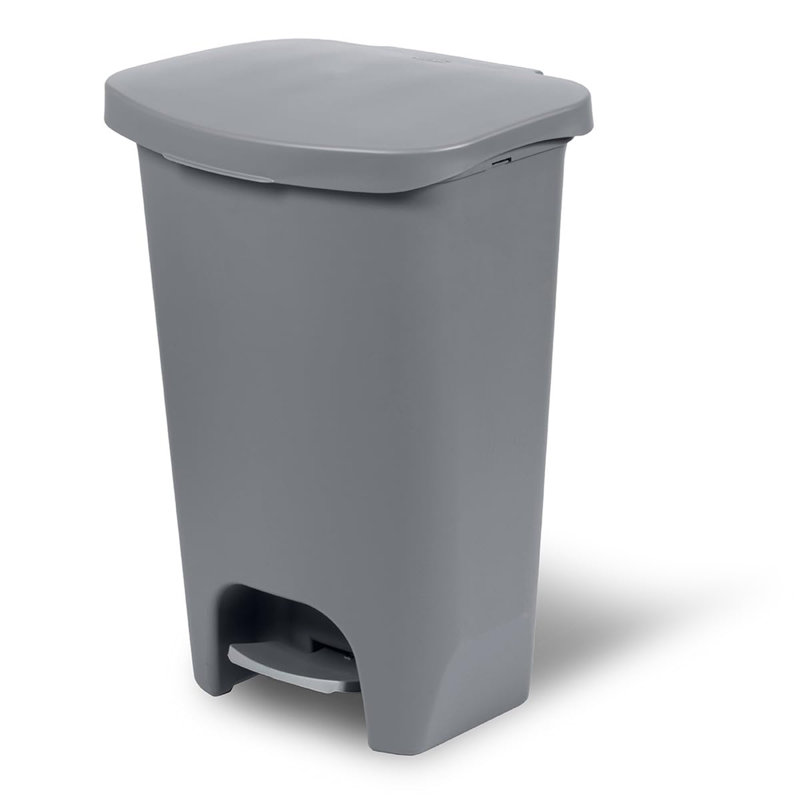 Glad Kitchen Trash Can with Lid, Foot Pedal and Garbage Bag Rings, 13 Gal, Grey, Gray, 13 Gal 
