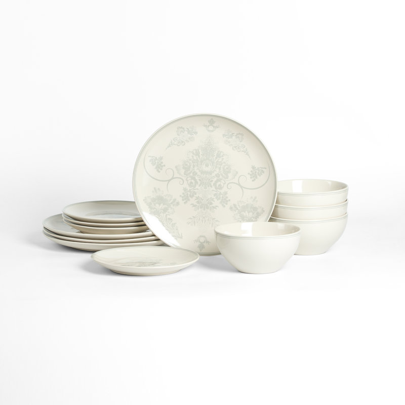 Stone Lain Opal 12-Piece Dinnerware Set Stoneware, Gray