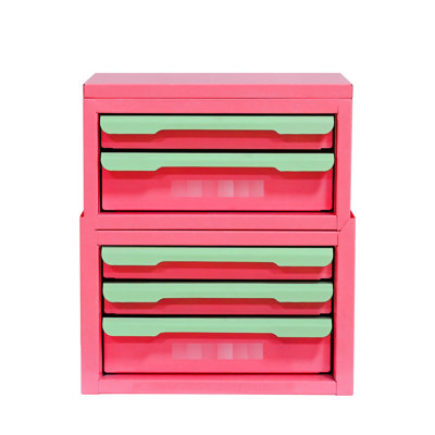 Drawer-Style Cosmetic Storage Unit In Pink And Creamy , Multi For Organization Stackable Drawer Organizer Ideal Dressing Table Desktop