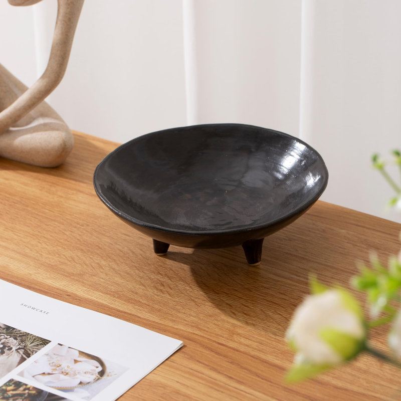 Bol décoratif de 6 po, bols décoratifs noirs polyvalents pour clés, bonbon et décoration intérieure, petit bol en céramique