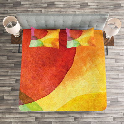 Red/Orange/Green Microfibre Bedspread Set