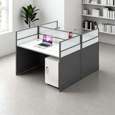 Bureau pour 2 personnes avec classeurs et panneaux 43h