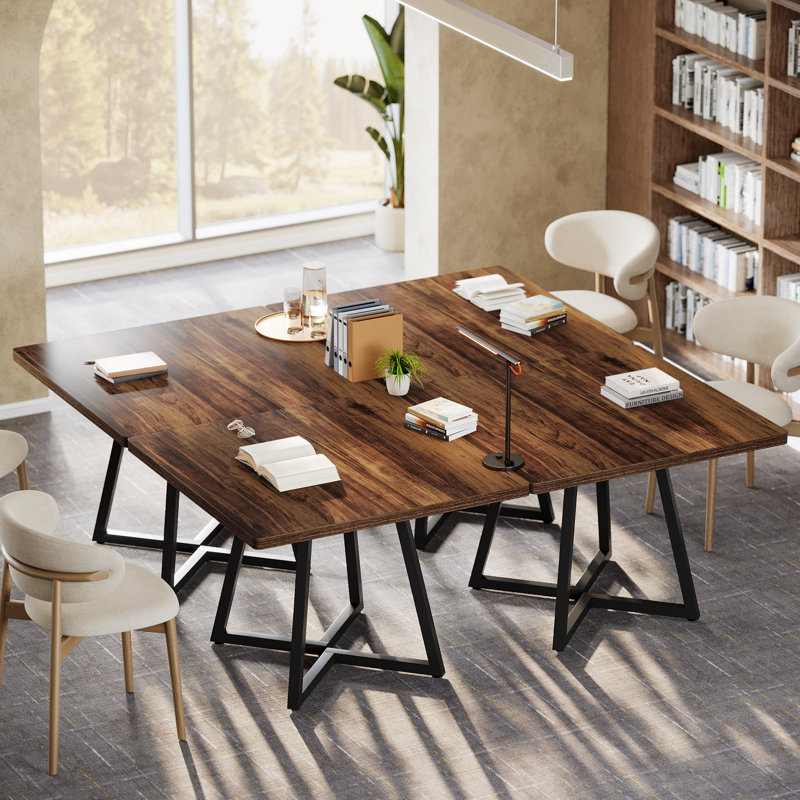 63" Industrial Conference Table, Brown/Black