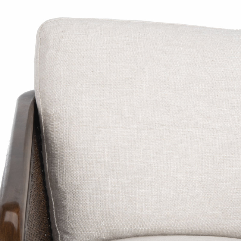 Caruso Transitional Oatmeal Leather Barrel Chair with Walnut Wood