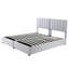 Très grand lit plateforme tapissier avec système de rangement hydraulique, gris