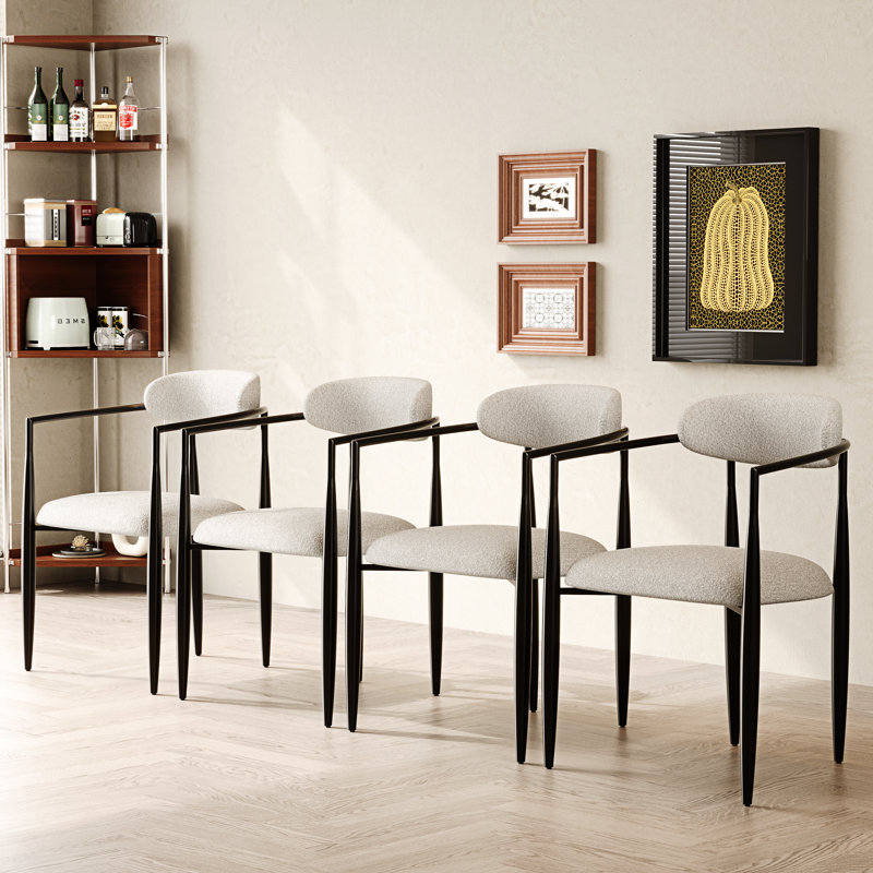Chaise de salle à manger rembourrée Clivia, Beige, Noir