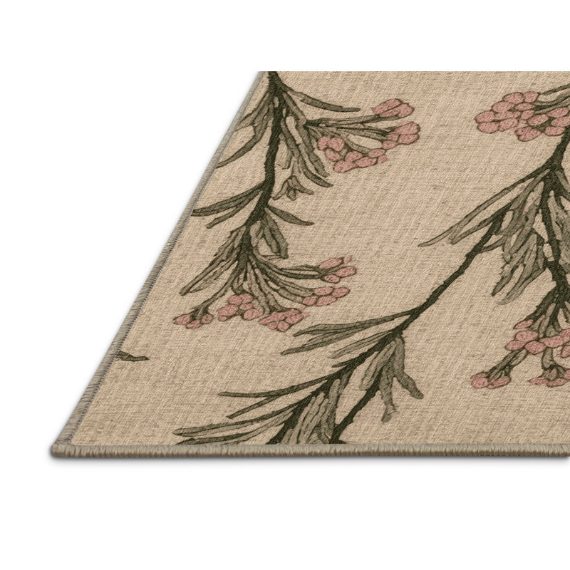 Tapis botanique brun lavable à la machine, Tapis de couloir 2 pi x 5 pi