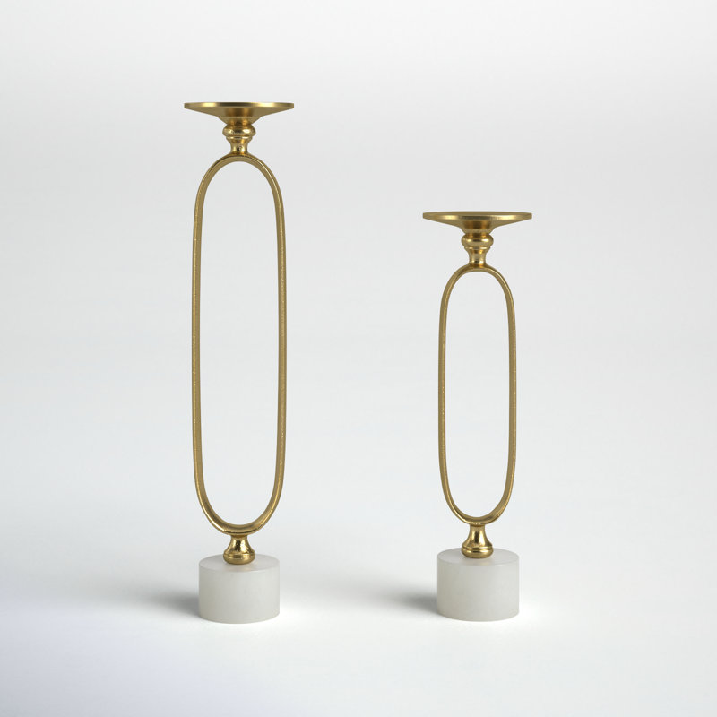 2 Piece Tabletop Candlestick Set, Gold
