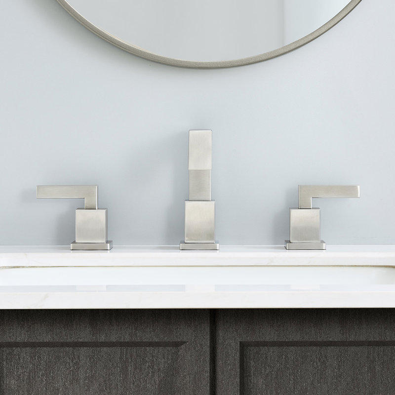 Robinet de salle de bain en nickel brossé - 2 poignées, lavabo cascade de 8 pouces avec bonde escamotable et boyau, robinet de meuble-lavabo à 2 poignées antirouille et à taches