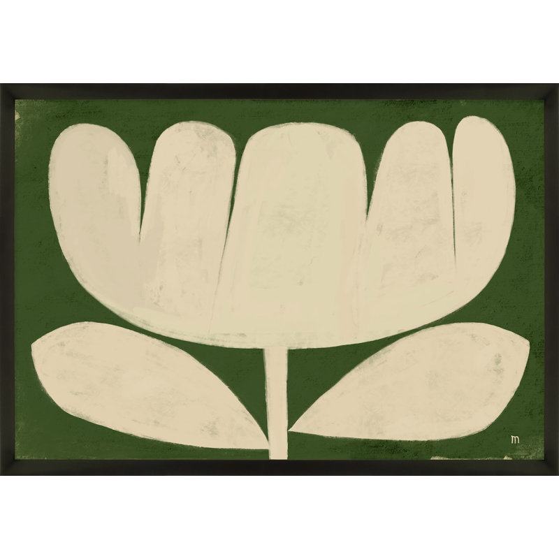 Flower On Green Painting by StudioM, Black Framed, 14" H x 20" W x 1.25" D