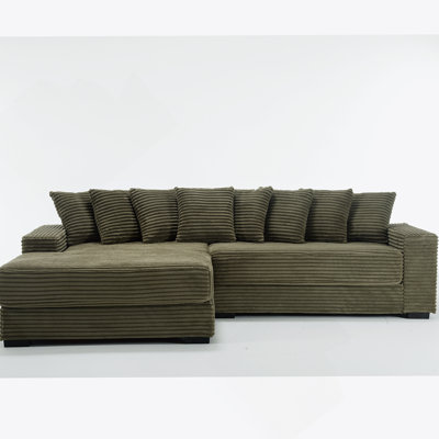 Oversized Two-Piece  Couches,  L Shaped Sofa, Corduroy, Left Chaise Daybed