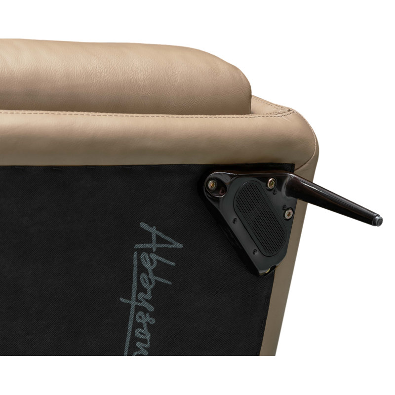 Upholstered Armchair, Beige Genuine Leather
