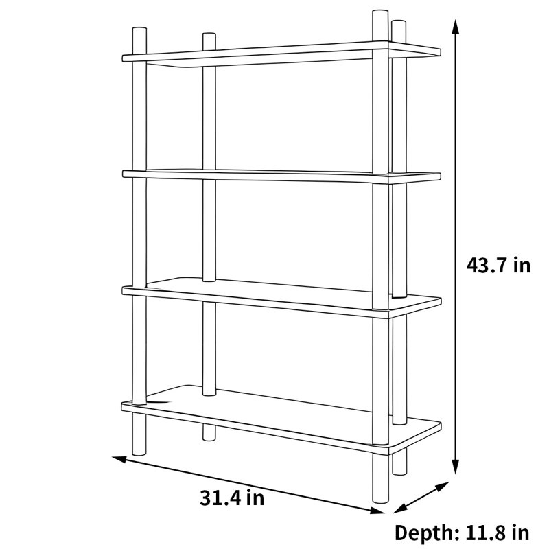 Bibliothèque haut de gamme et tendance, (4 tablettes) H 43,7 po x l 31,4 po x P 11,8 po