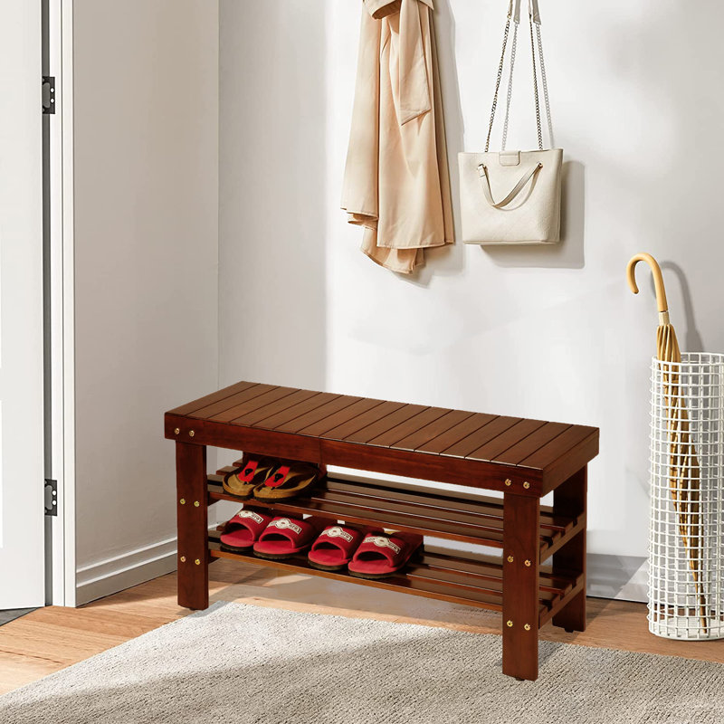 6 Pair Solid Wood Shoe Rack, Brown Wood