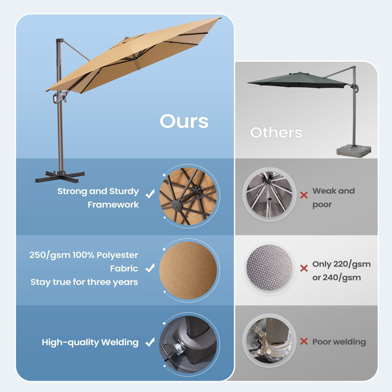 11' × 9' Outdoor Cantilver Umbrella With Weighted Base, Tanné