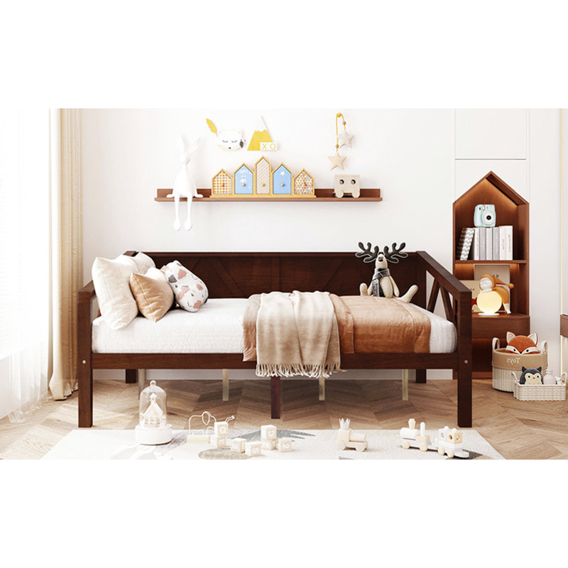 Full Size Daybed With Triangle - Touch Support, Multi Purpose For Home Decoration, Under Bed Storage Color, Suitable Bedroom And Living Room Solid Pine Legs
