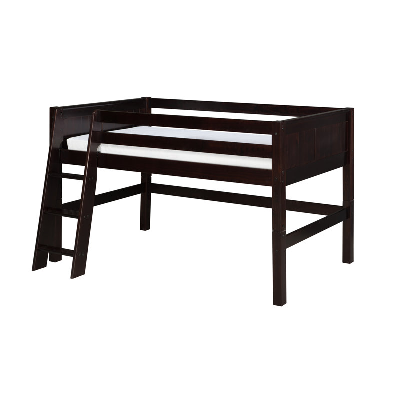 Lit mezzanine simple en bois massif Friedemar, Cappuccino