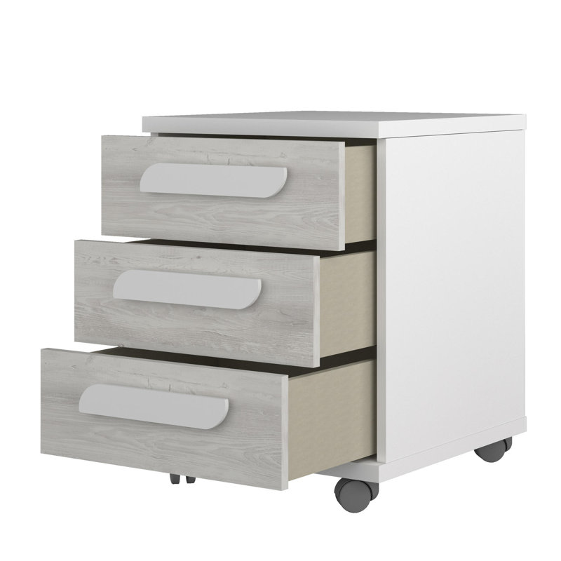 Annabelle 3 Drawer Nightstand, Grey/White