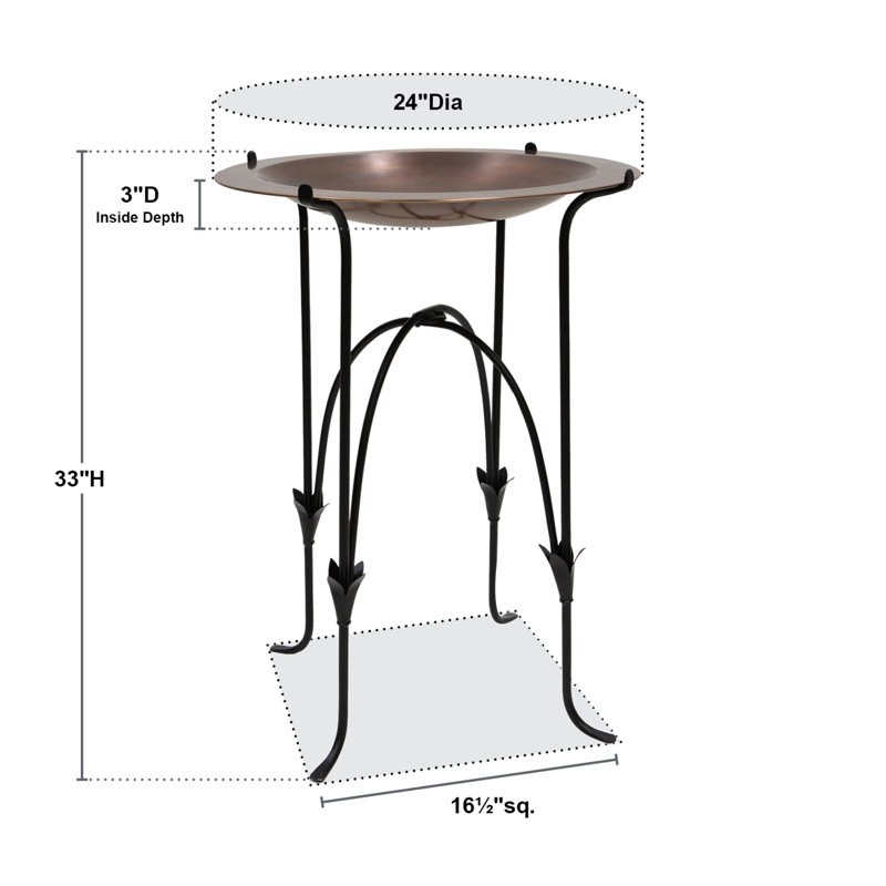 24" Classic Copper Birdbath with Phoebe Stand