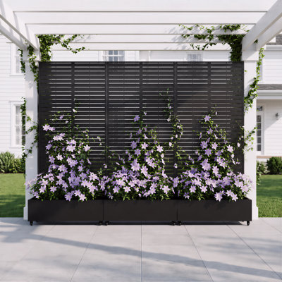 Lit de jardin surélevé en métal sur roulettes autoportant 73 po avec treillis 3 pièces avec paravent pour terrasse
