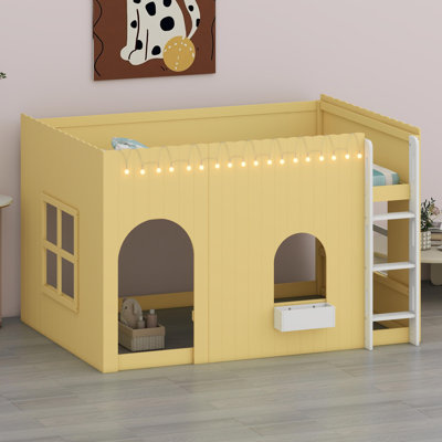 High Loft Bed with Cozy LED String Lights