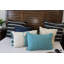 Housse de coussin lombaire bleue à pampilles