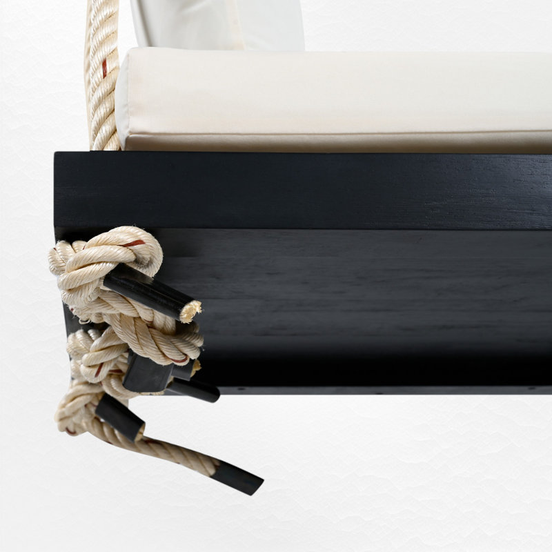 Balancelle de véranda en bois d'acacia avec coussin, Beige, Noir