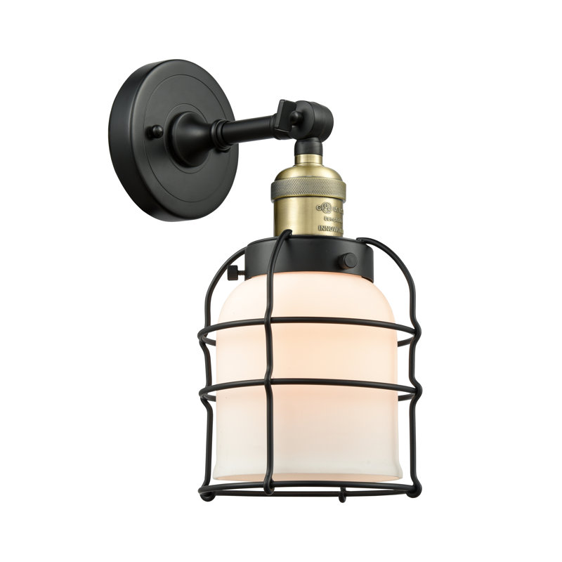 Decatur Armed Sconce, Black Antique Brass, Matte White Cased, 60 Watt Incandescent Bulb