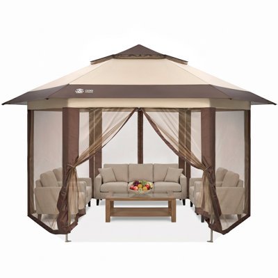 12 pi. L 12 pi. D Pavillon de jardin d'extérieur en métal avec moustiquaires