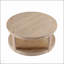 Grande table basse ronde ronde en bois de 40 pouces à 2 niveaux avec roulettes, style rustique Mid-Century pour le salon et le bureau