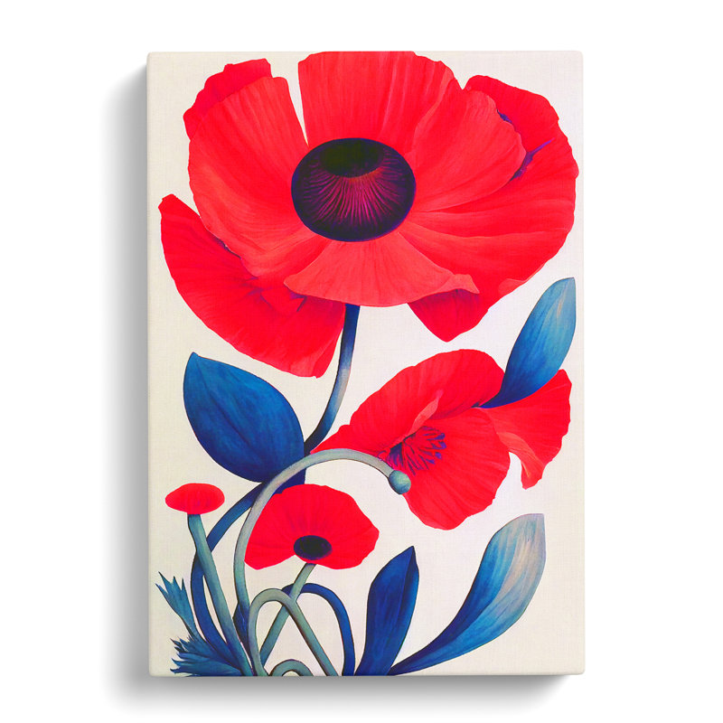 Louisos Poppy Flower Design - Wrapped Canvas, 60cm H x 40cm W x 3cm D
