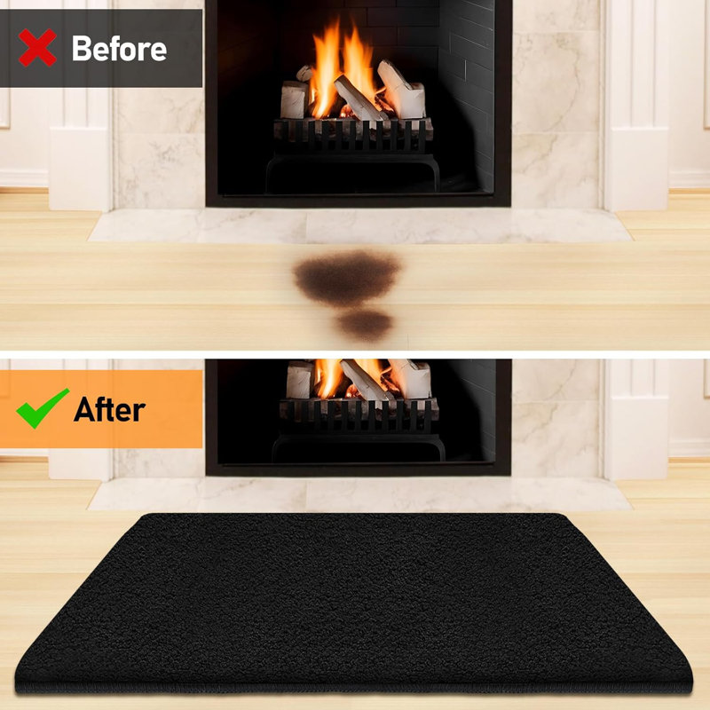 Tapis de foyer antidérapant ignifuge, protège-foyer protège le plancher de bois franc et le tapis des étincelles et des braises