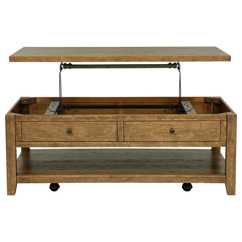 Payne 48-inch Mobile Lift Top Coffee Table Distressed Brown, Brown