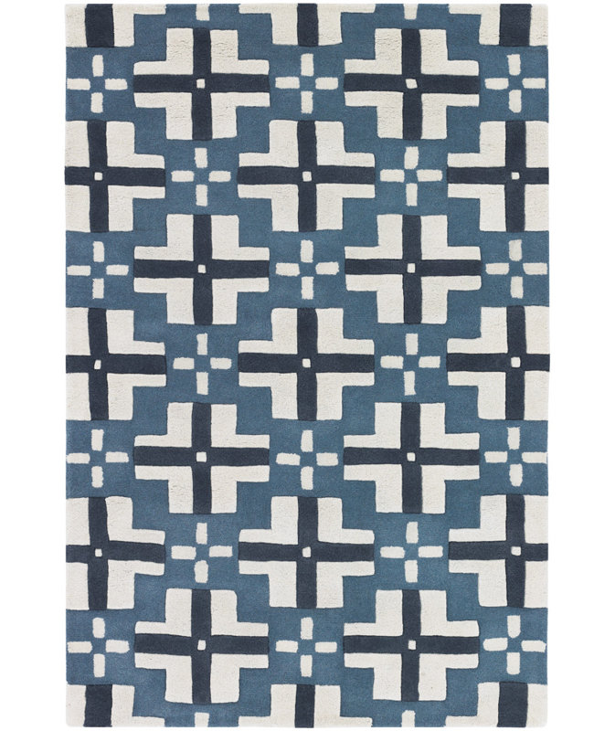Parson Gray Designer Blue/Ivory Rug, Rectangle 5' x 7'6"