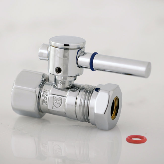 Kingston Brass Concord 1/2-Inch FIP x 1/2 or 7/16-Inch Slip Joint Quarter-Turn Straight Stop Valve, Polished Chrome