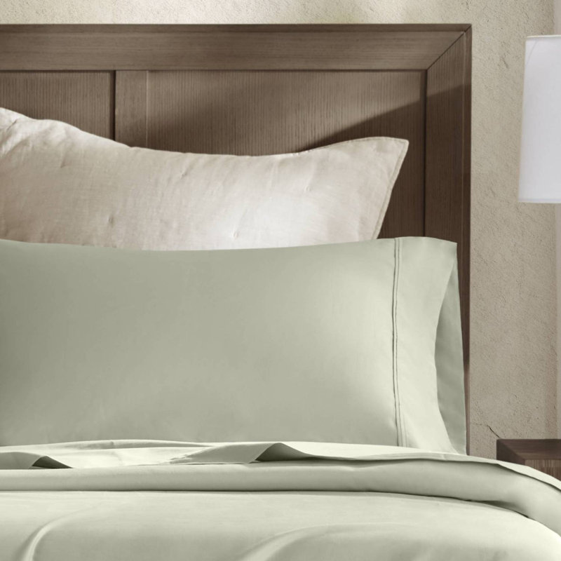 2-Piece King Sateen Cotton Pillowcase Set, Green