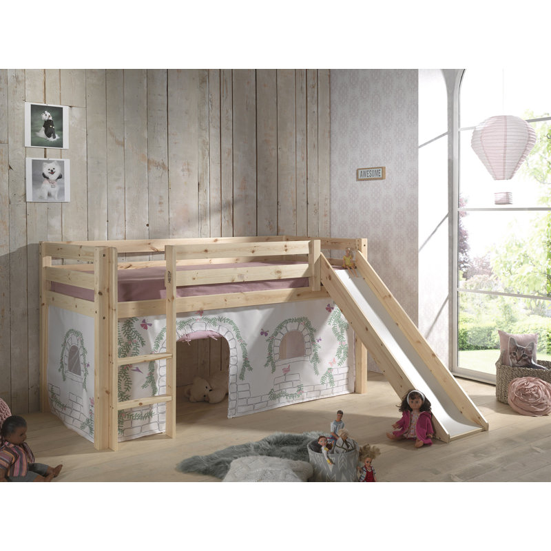 Pino European Single (90 x 200cm) Mid Sleeper Loft Bed, Natural, Standard