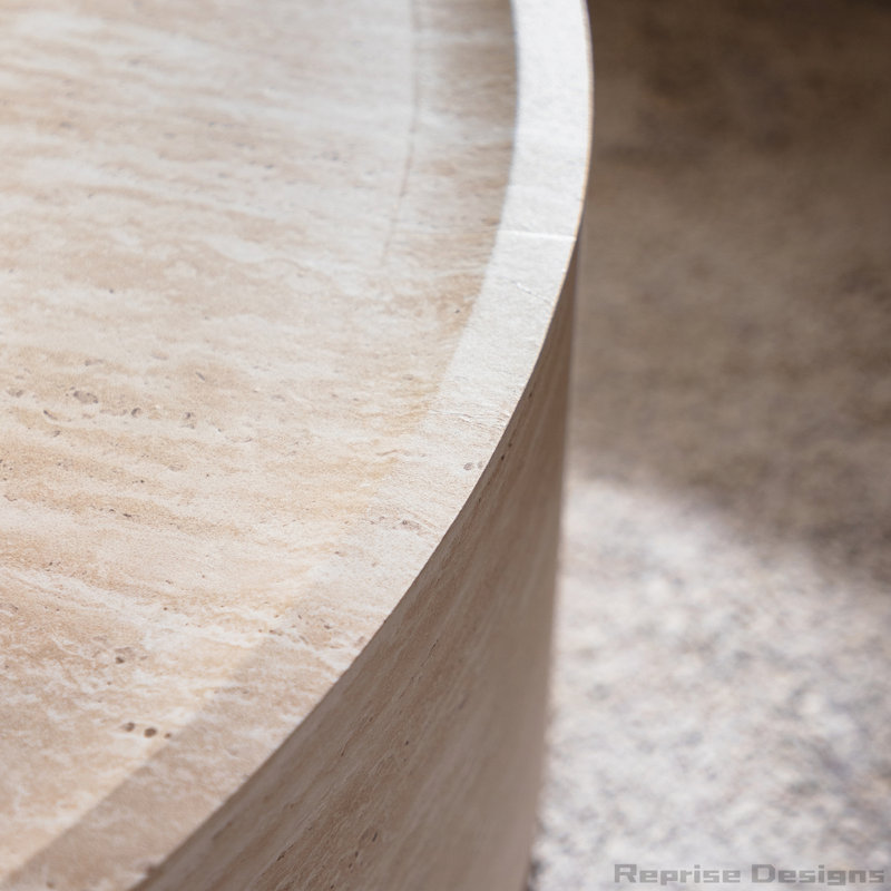 Drum Circle End Table with Mars Pattern, No Need Assembly