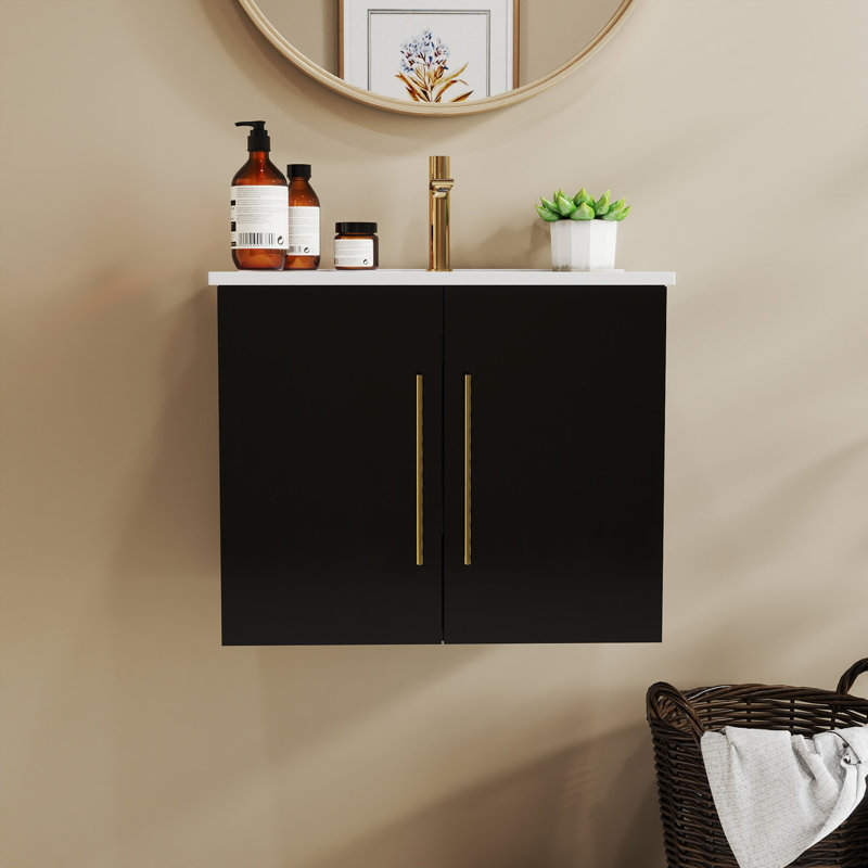 Ensemble de meuble-lavabo mural moderne avec lavabo Modern, Noir