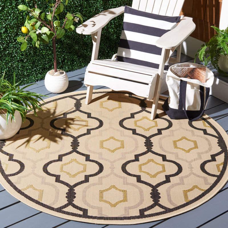 Herefordshire Performance Geometric Indoor/Outdoor Area Rug, Round 5'3"