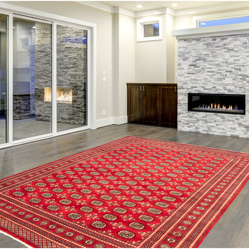 Tapis rouge Finha Peshawar Bokhara 8 pi 1 po x 10 pi 8 po
