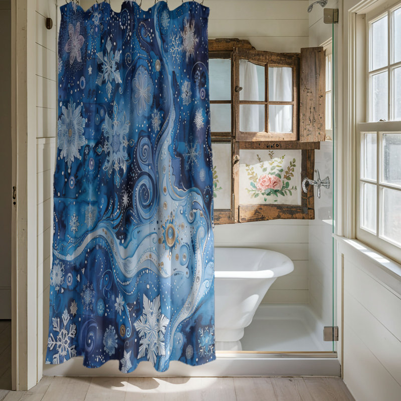 Rideau de douche Frozen Blooms - Premium, H 74 po x l 71 po