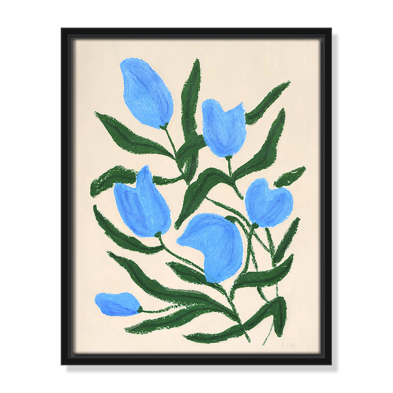 Blue Tulips Print by Camilla Bergqvist, Black, 15.5" H x 12.5" W