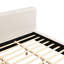 King Size Upholstered Platform Bed With Thick Linen Headboard And Footboard, Beige, No Box Spring Needed