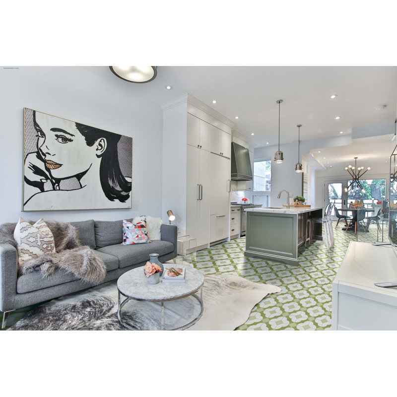 Katie 8" x 8" Cement Patterned Wall & Floor Tile, Fresco